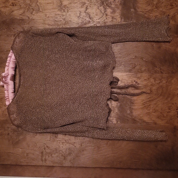 Great For Holidays 2 Piece Tie Cardigan w/Rabbit Fur Trim Camisole Top Medium - Picture 15 of 16